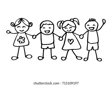 Children Holding Hands Drawing Images Stock Photos Vectors Shutterstock