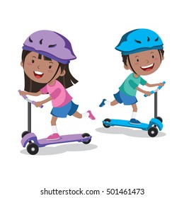 kids on scooter