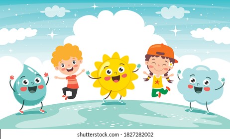 Little Kids And Nature Elements