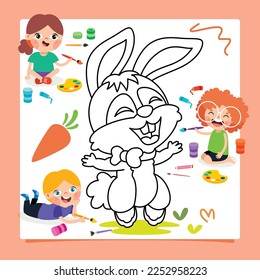 Little Kids Painting On Floor