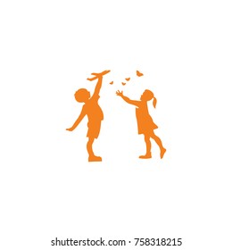 little kids play vector