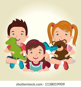 little kids playing with toys characters