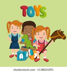 little kids playing with toys characters