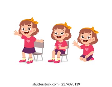 little kids with pose sit and standing