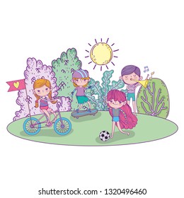 little kids practicing sport in park