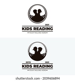 Little kids reading logo designs