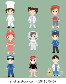 little kids representing different professions
