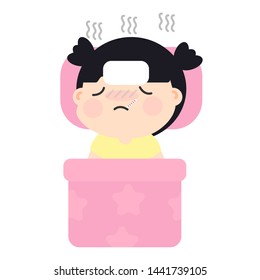 Little kids are sick Cartoon cartoon vector illustration