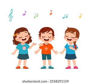 little kids sing choir together with friends
