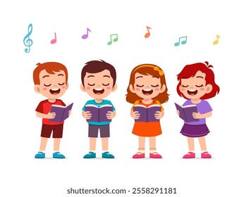 little kids sing choir together with friends