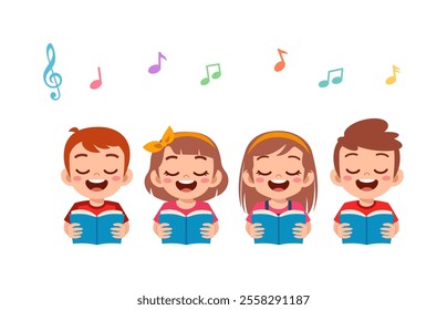 little kids sing choir together with friends