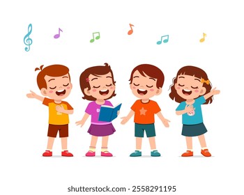 little kids sing choir together with friends