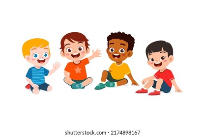 little kids sit together with friend on the floor