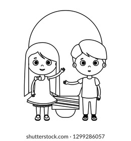 little kids students couple with bulb