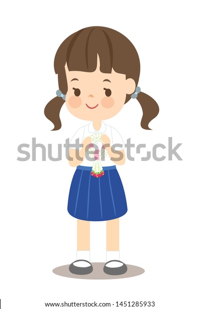 Little Kids Thai Students Uniform Vector Stock Vector (royalty Free 