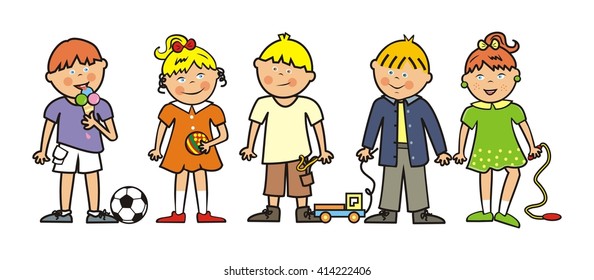 little kids and toys, vector icon