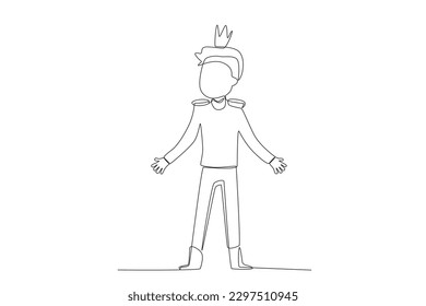 A little king wearing a crown. King one-line drawing