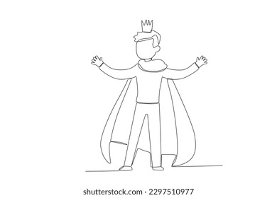 A little king wearing a robe and crown. King one-line drawing