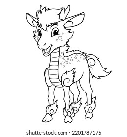 Little Kirin Cartoon Illustration BW