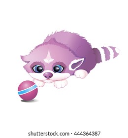 little kitten and a ball