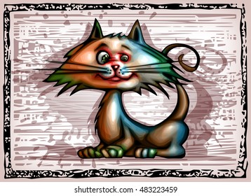 Little kitten with frame and background