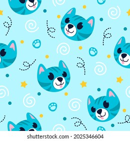 Diseño de ilustración de patrones de pequeños kitten