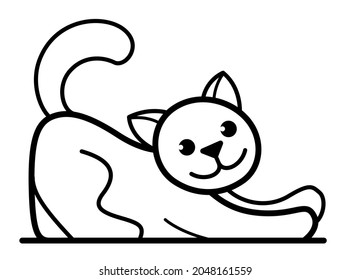 Little kitty funny vector flat style cartoon isolated on white, domestic cat cute and adorable.