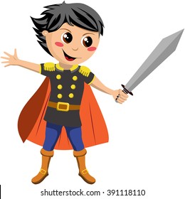  Little Knight Holding Sword Ready To Fight Isolated