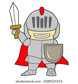 little knight illustration hand drawn isolated vector