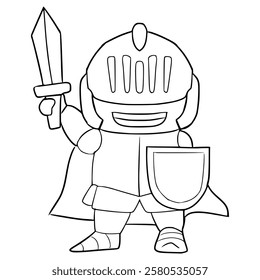 little knight illustration hand drawn outline vector