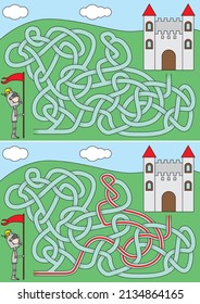 Little knight maze for kids with a solution