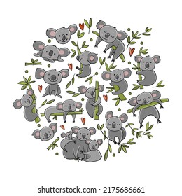 Little Koala Family. Collection for your design