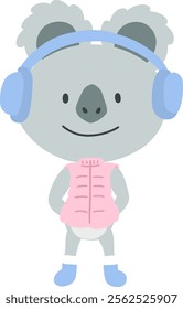 Little Koala with Headphone.cartoon doodle