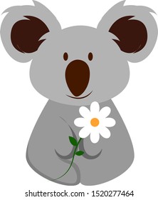Pequeño koala, ilustración, vector sobre fondo blanco.