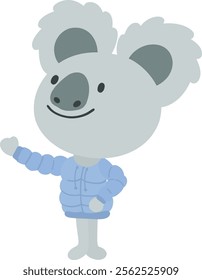 Little Koala wearing Blue Hoodie.cartoon doodle