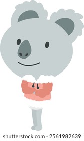 Little Koala wearing Pink Clothes.cartoon doodle