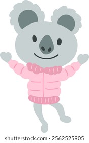 Little Koala wearing Pink Sweater .cartoon doodle