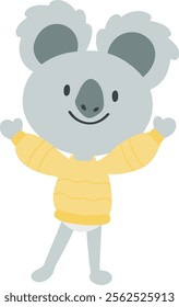 Little Koala wearing Yellow Sweater .cartoon doodle