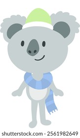 Little Koala in Winter Attire.cartoon doodle