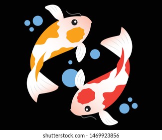 little Koi fish in vector