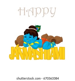 little Krishna. cartoon illustration on a white background