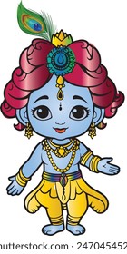 Little Krishna Painting Vector Image