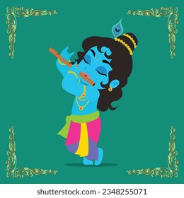 Little Krishna playing Flute Vector