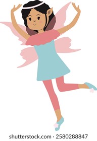 Little Lady Fairy Illustration in Cute Cartoon Design. Vector Graphic on White Background.