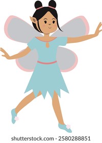 Little Lady Fairy Illustration in Cute Cartoon Design. Vector Graphic on White Background.