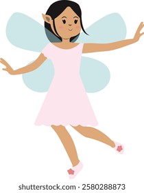 Little Lady Fairy Illustration in Cute Cartoon Design. Vector Graphic on White Background.