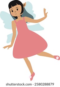 Little Lady Fairy Illustration in Cute Cartoon Design. Vector Graphic on White Background.