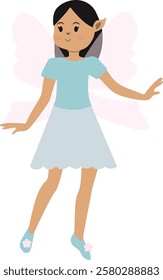 Little Lady Fairy Illustration in Cute Cartoon Design. Vector Graphic on White Background.