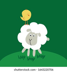 Little lamb / sheep pattern - funny hand drawn doodle, pattern. Lettering poster or t-shirt textile graphic design. / wallpaper, wrapping paper, background.