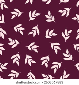 Little Leaves Twigs Vector Seamless pattern